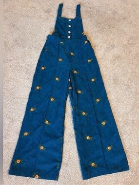Cider sunflower corduroy overalls.